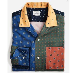 Cotton-wool blend challis camp-collar shirt